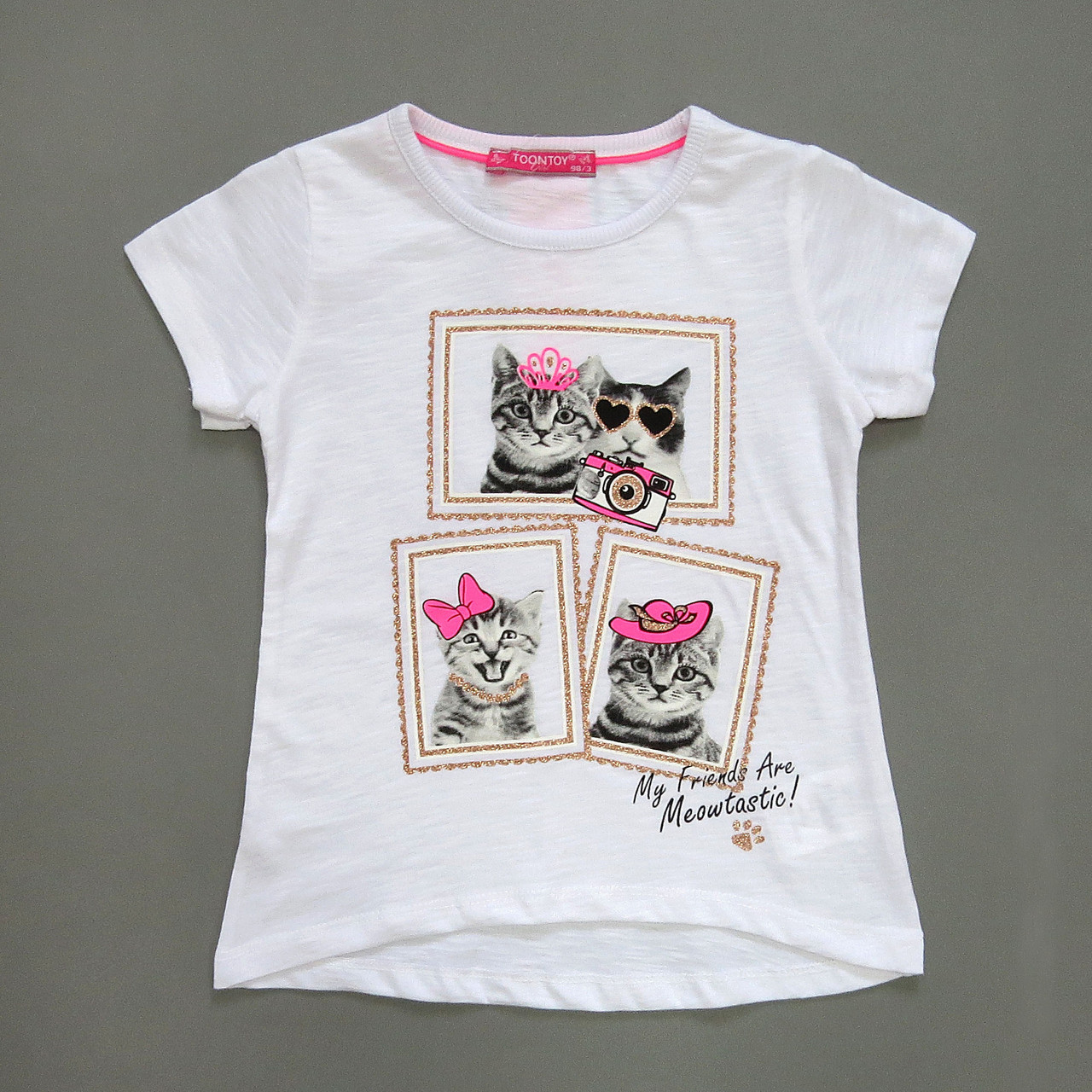 

Футболка "Котята" Toontoy для девочки 98 см Белая 13557