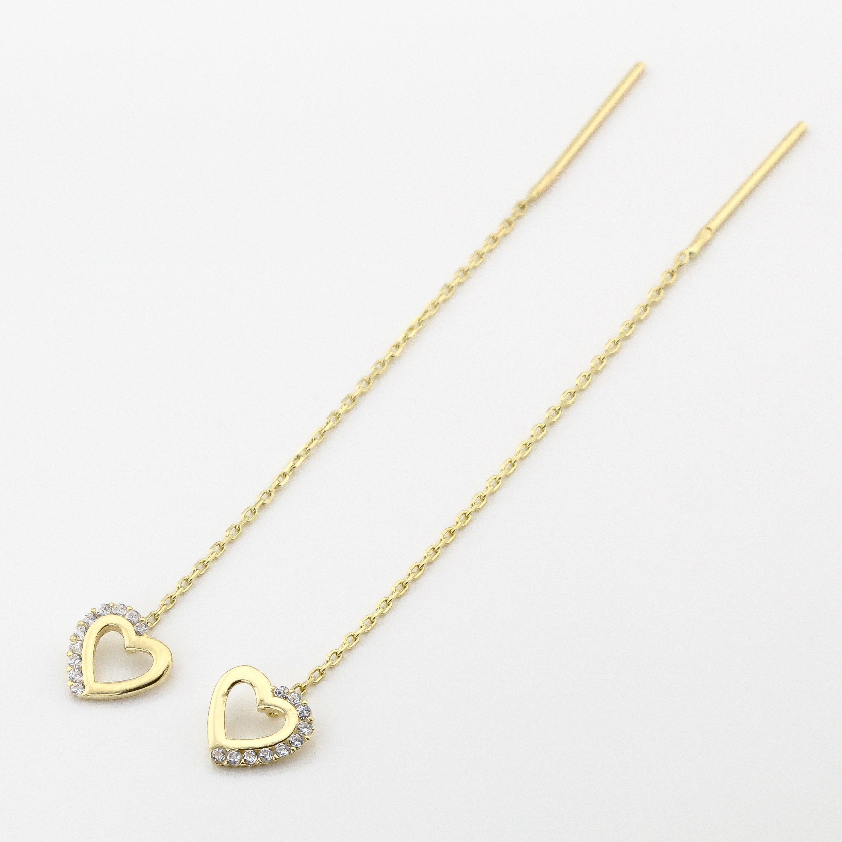 

Золотые протяжки Сердечки с фианитами C121226 Диамант