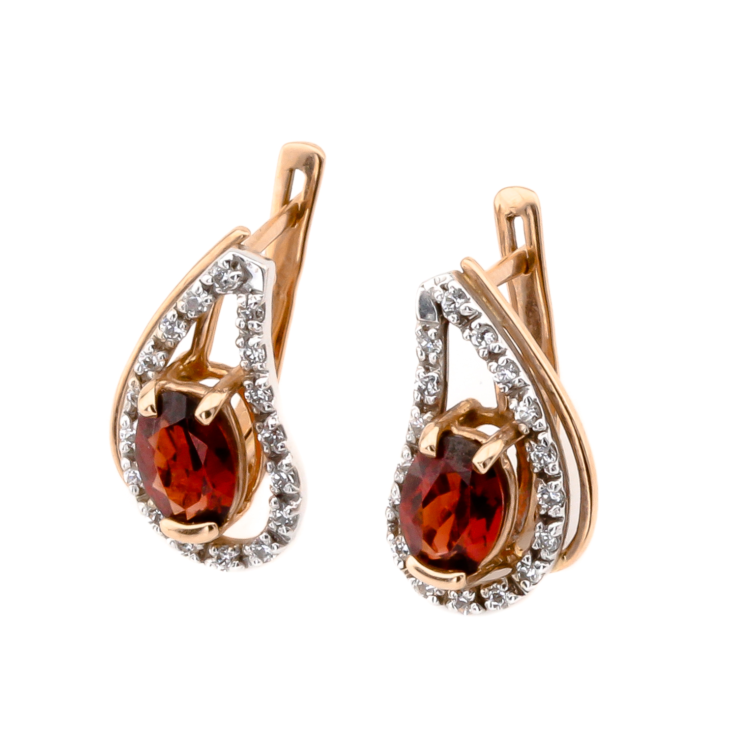 

Золотые серьги с гранатами и фианитами 12523gr Диамант