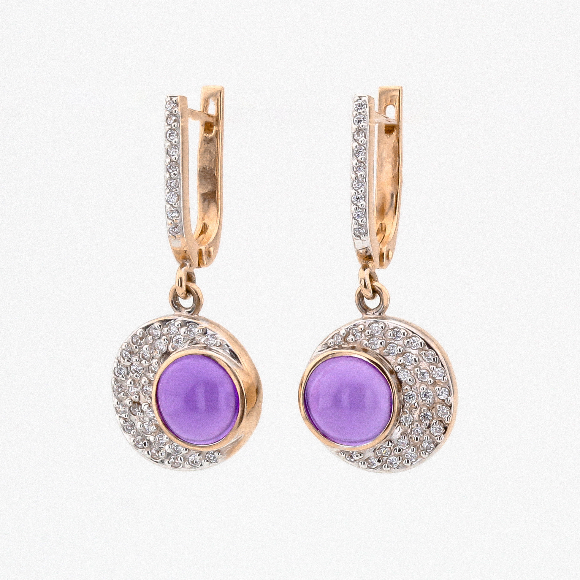 

Золотые серьги с синт. аметистами и фианитами 121025nano-am Диамант