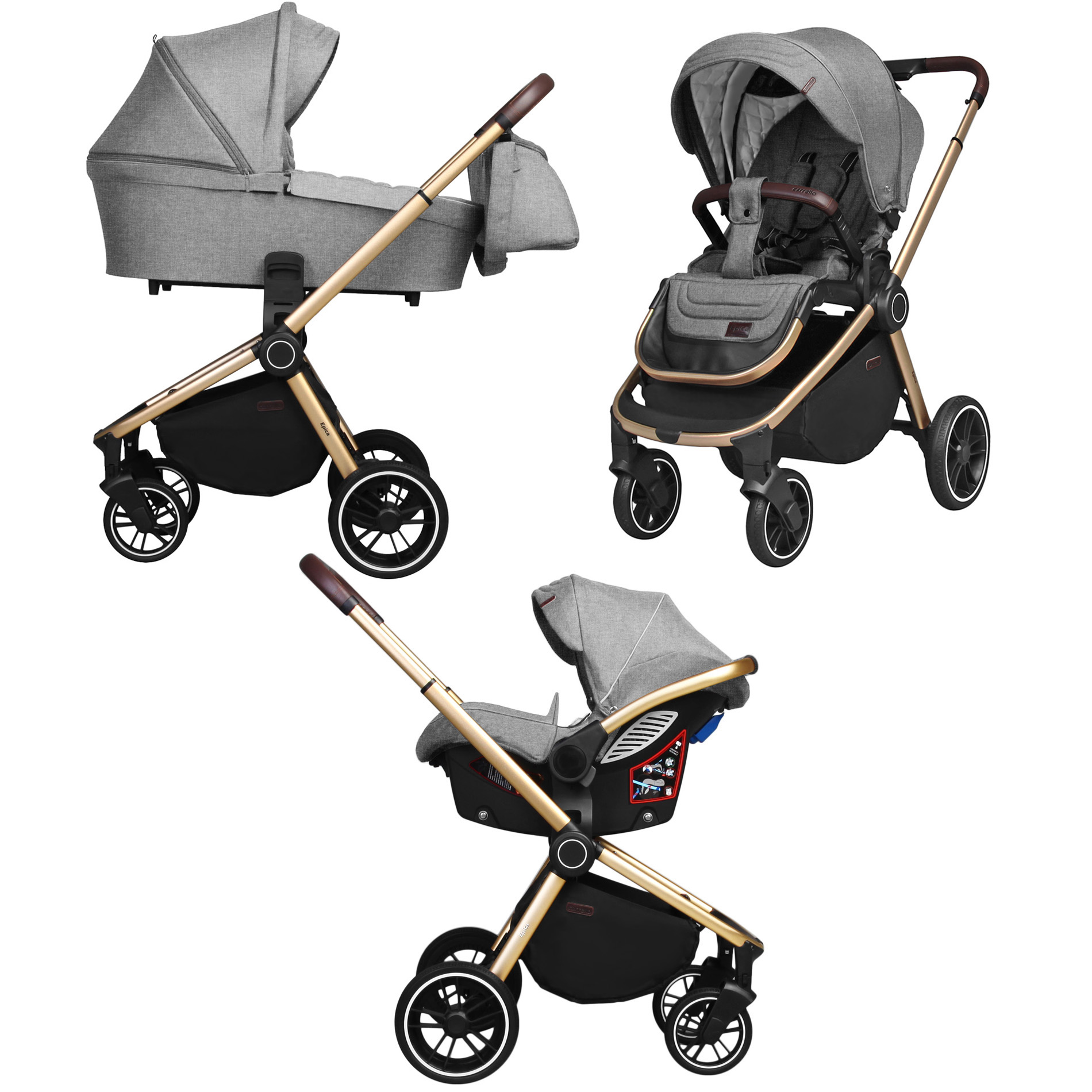 

Коляска универсальная 3 в 1 Carrello Epica CRL-8511 Silver Grey + дождевик + чехол на ножки и сумка