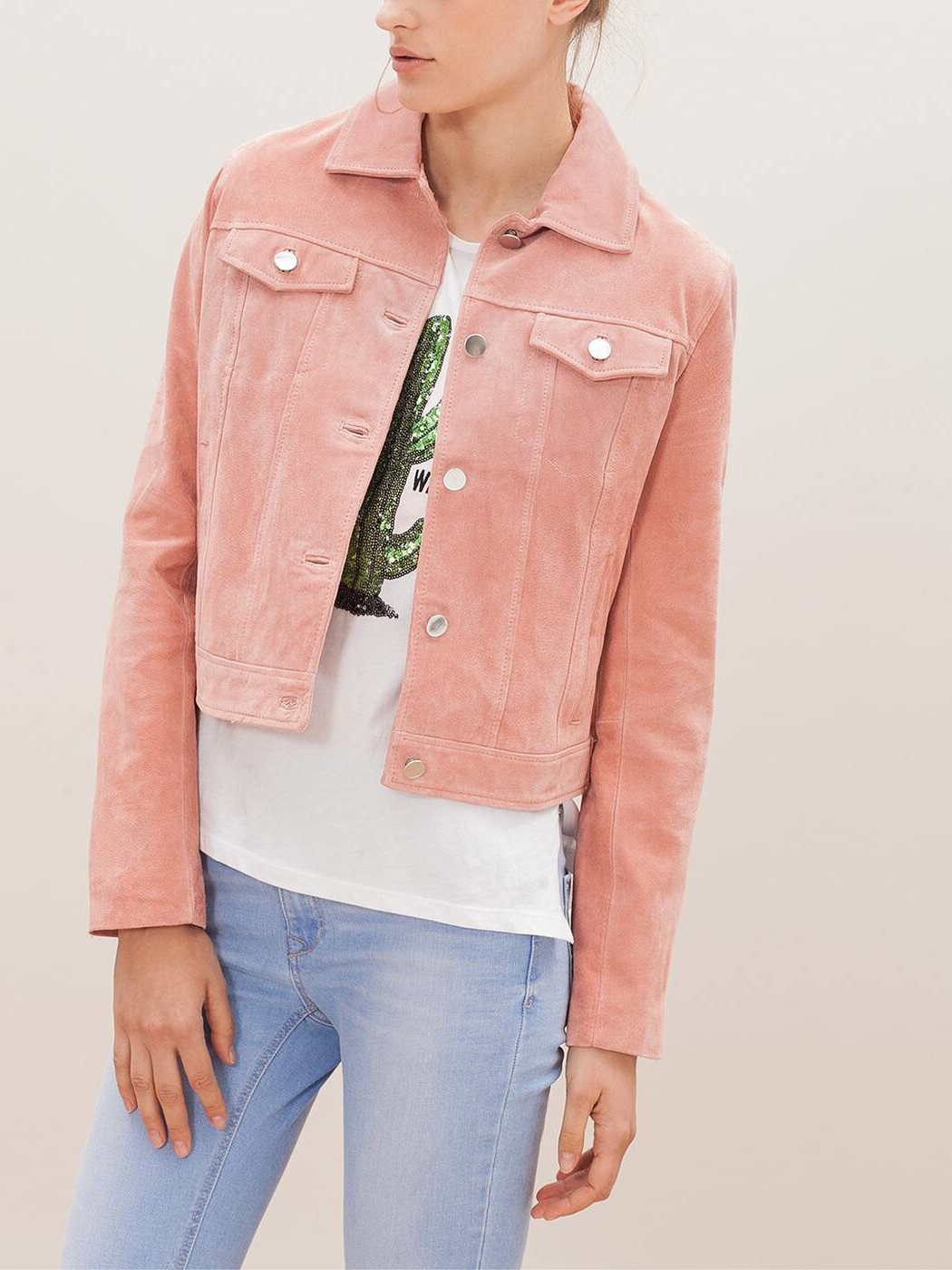 

Куртка из замши Stradivarius 02554204143 M Розовая