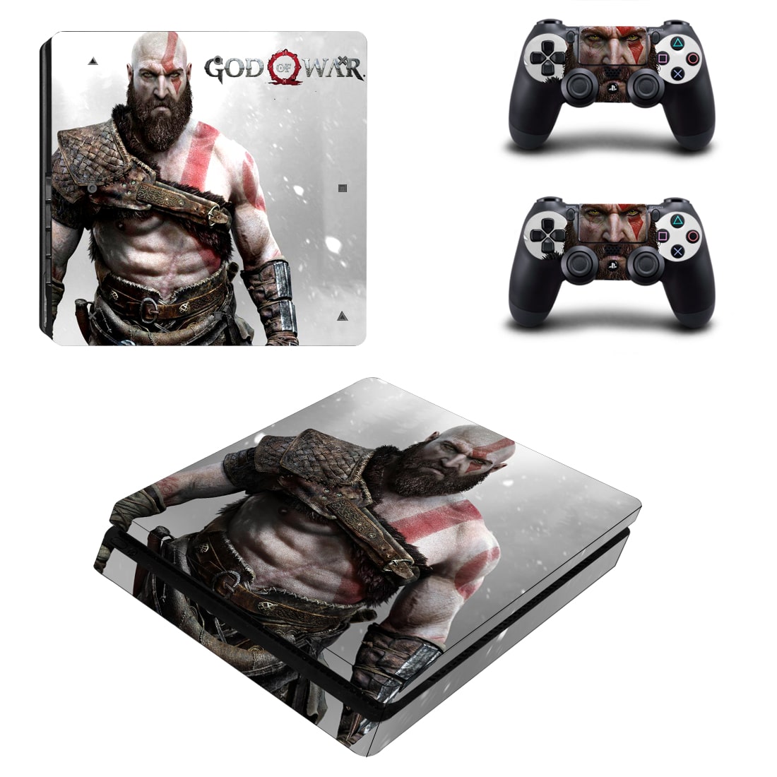 

Виниловые наклейки на PS4 SLIM и Dualshock God of War Sony PlayStation 4 Custom Skin Playsole Games (PG115)