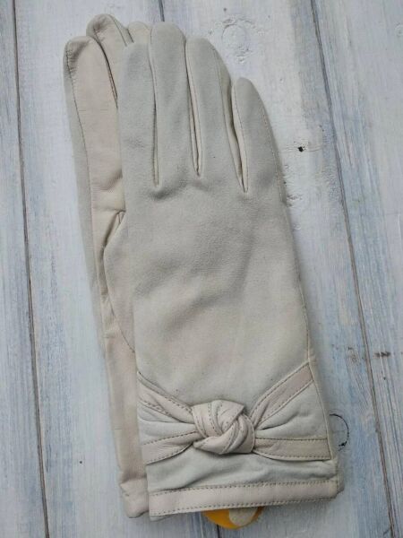 

Перчатки женские кремовые комбинированные кожа+замша 718s2 M Shust Gloves