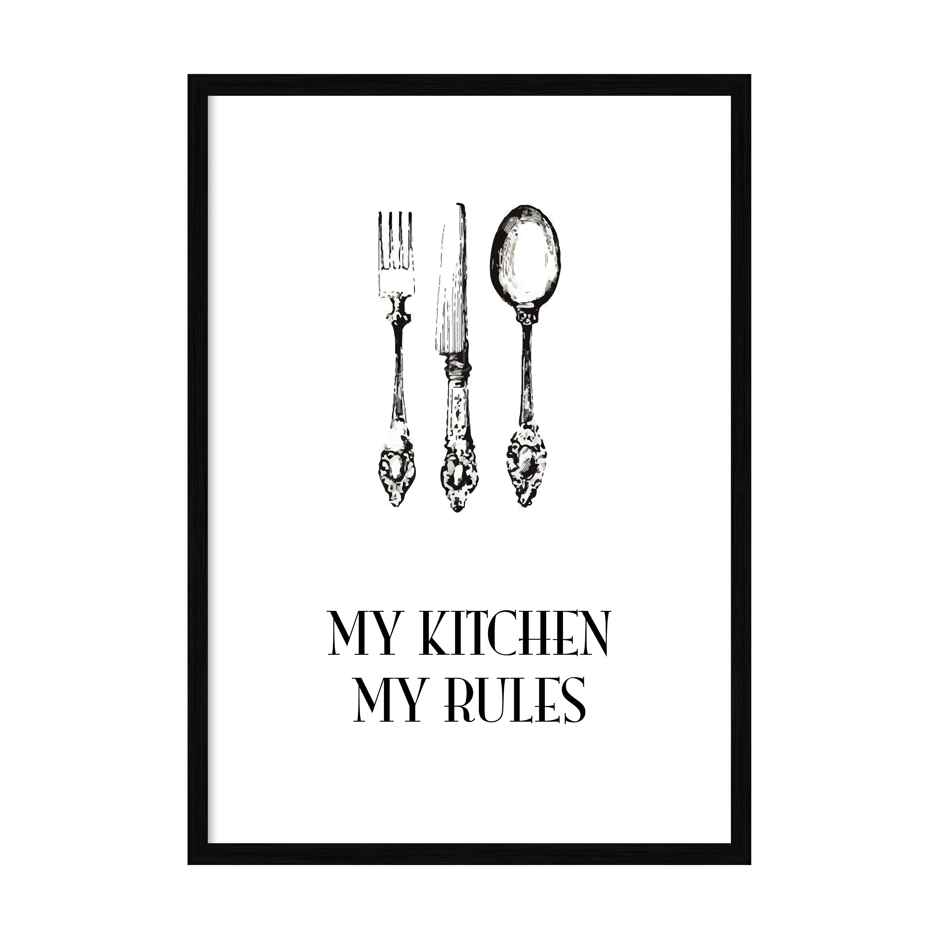 

Постер в рамке MY POSTER с антибликовым стеклом 297x420 мм Black "My kitchen - my rules"