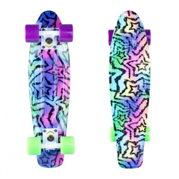 

Скейтборд Пенни борд скейт Profi Action Penny Board 57см-15см Фиолетово зелёный