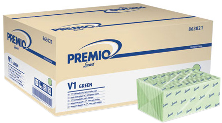 

Бумажные полотенца Lucart Premio V1 1 слой 250 листов 20 пачек Green