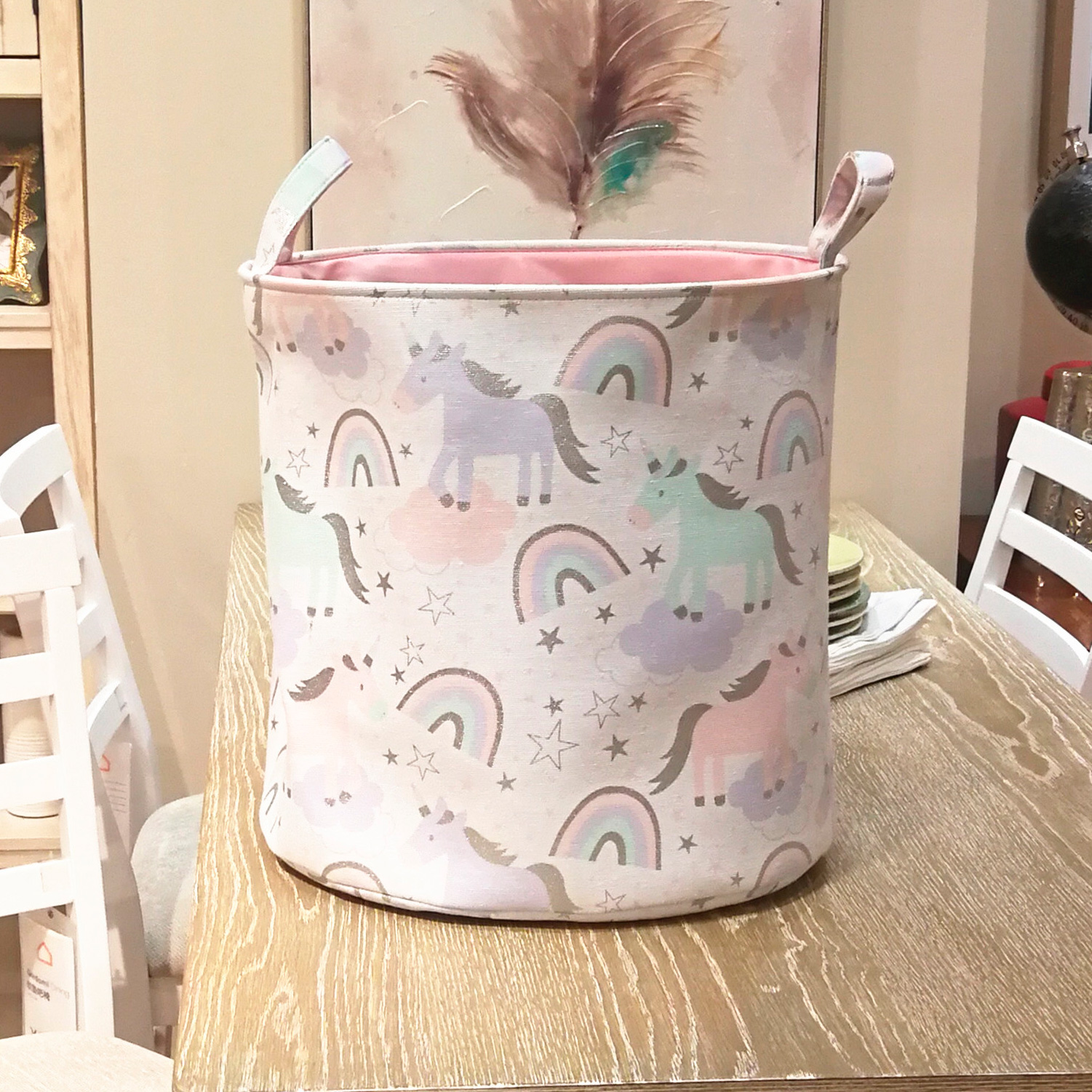 

Корзина для игрушек, белья, хранения Пони и радуга Berni Home Розовый (49033)