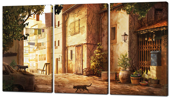 

Модульная картина Interno Эко кожа Старинный переулок 144x82см (А351XL)