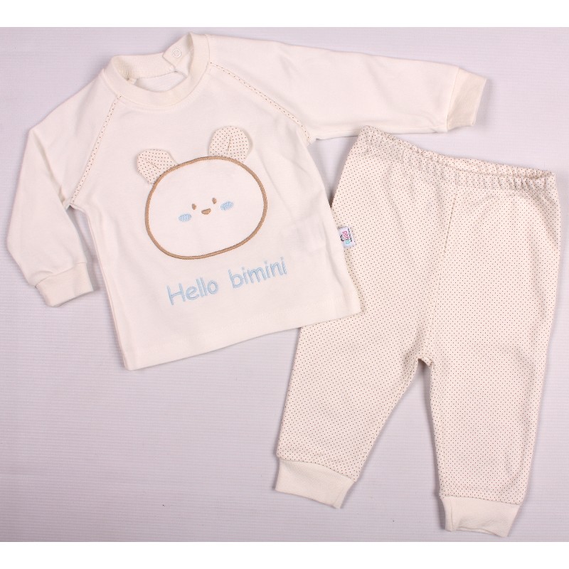 

Футболка с довгим рукавом + Повзуни BIBABY 59347 80 см кремовий/блакитний (408880)