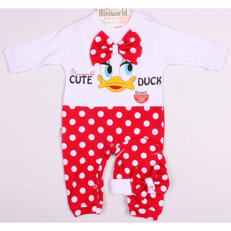 

Комбинезон + Шапка для девочки MINIWORLD 13819 68 см красный (408980)