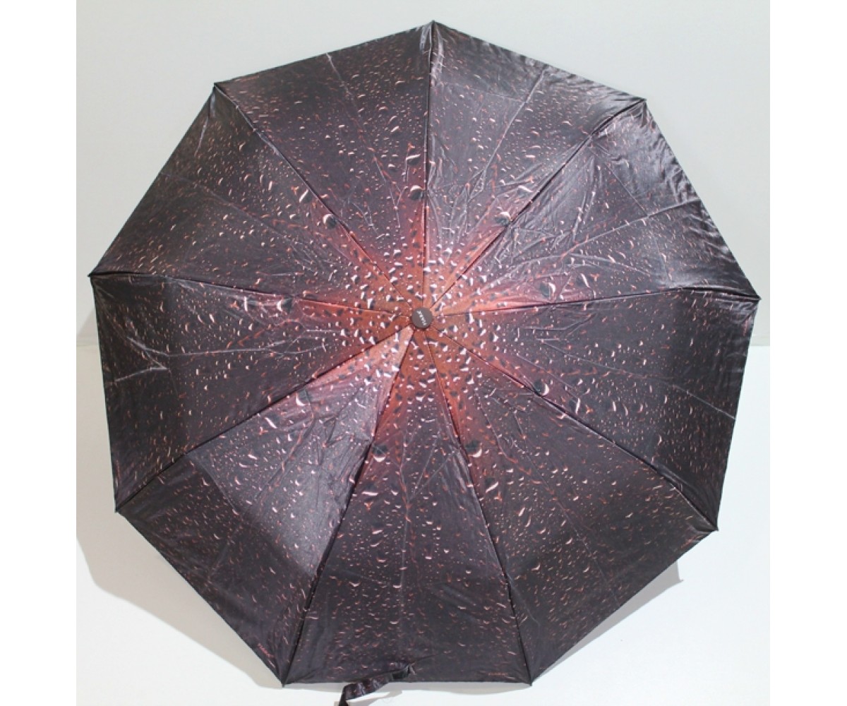 

Полуавтоматический атласный зонт FIABA в 3 сложения 9 спиц (карбон) Антиветер (00881/1)