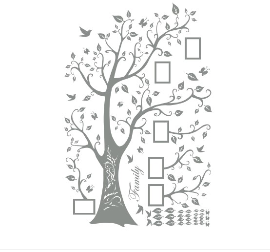 

Интерьерная виниловая наклейка на стену IdeaClock Tree of happiness with frames 200х145 см Средне-серый(39160-46-54)