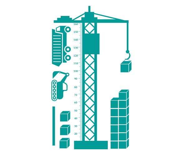 

Интерьерная виниловая наклейка ростомер IdeaClock Crane 105х185 см Бирюзовый(39369-46-36)