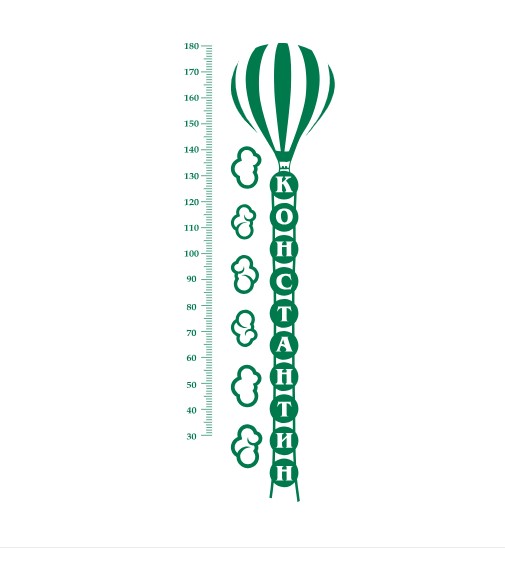 

Именная наклейка-ростомер в детскую комнату IdeaClock Balloon 60х180 см Зеленый(53214-46-40)