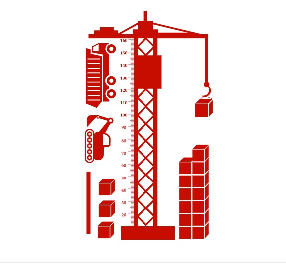 

Интерьерная виниловая наклейка ростомер IdeaClock Crane 105х185 см Светло-красный(39369-46-10)
