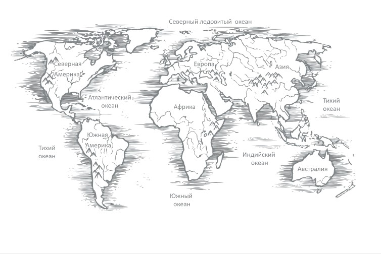 

Виниловая наклейка для интерьера IdeaClock Map, retro 170х96 см Серый телеком(31253255-46-53)