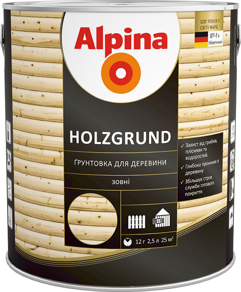 

Грунтовка для древесины Alpina Holzgrund 2.5 л Бесцветная (948103936)