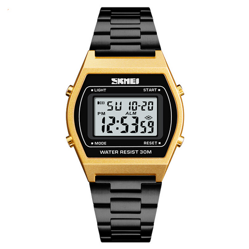 

Мужские наручные часы 1328 Black-Gold-Black Skmei 34 мм Черный