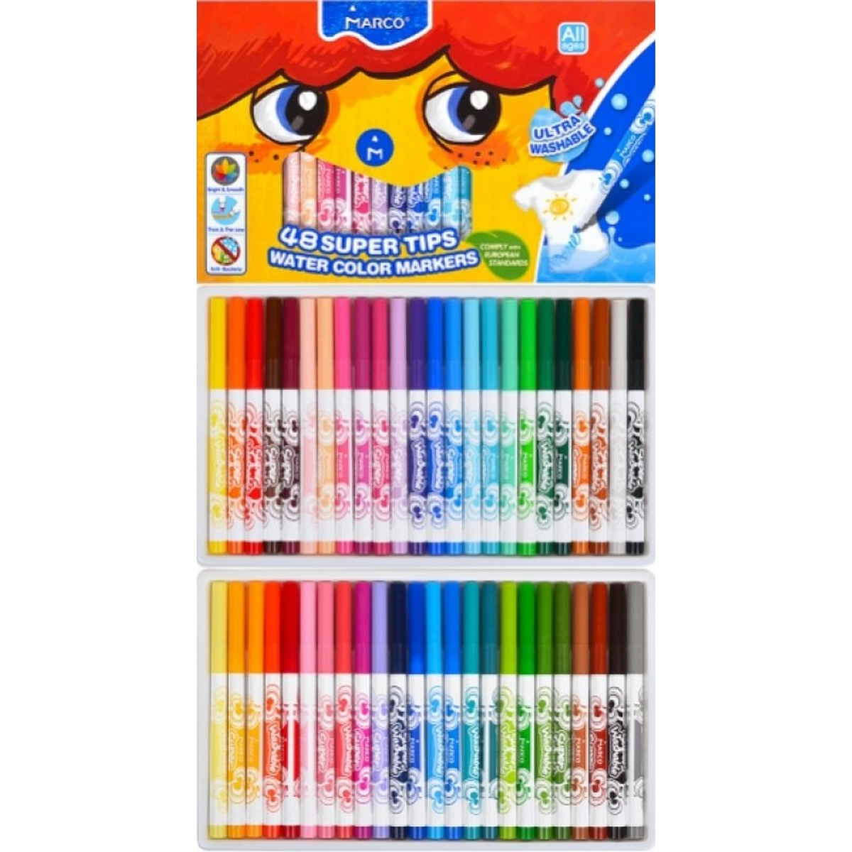 

Фломастеры 48 цветов Super Washable Marco (1630-48CB)