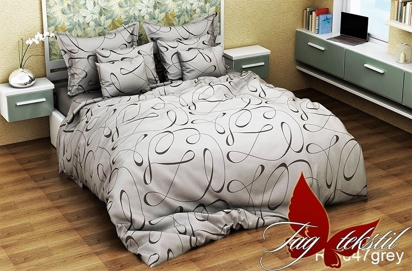 

Комплект постельного белья R4047grey ТМ TAG 180x215 см