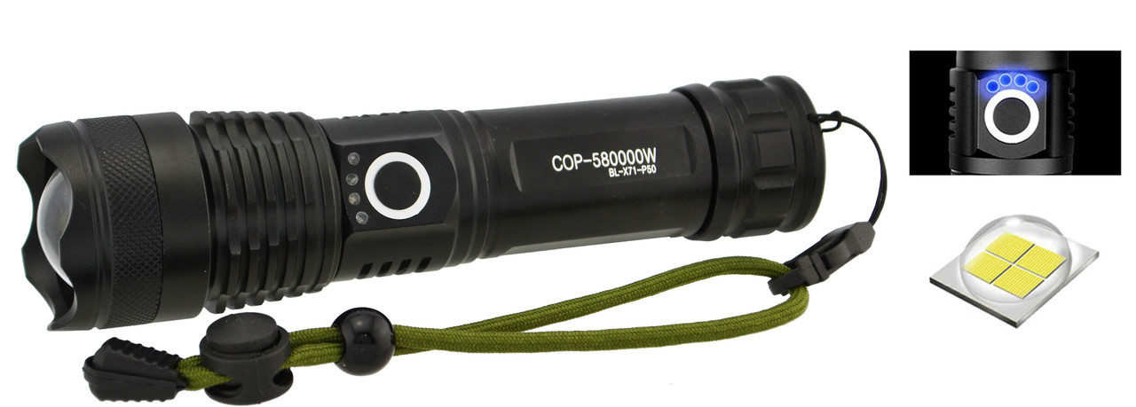

Ручной тактический фонарик COP BL-X71-P50 Black (6987)