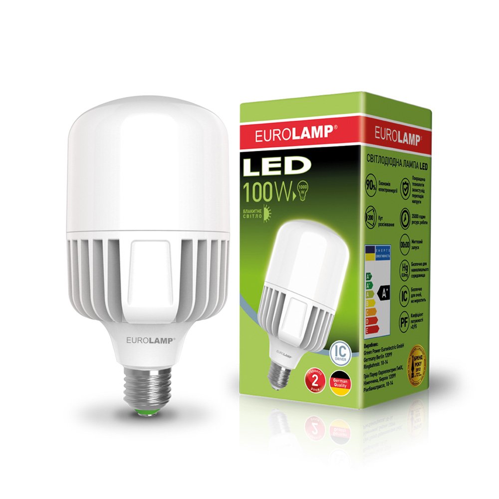 

Светодиодная лампа (LED) Eurolamp 100W Е40 6500K (LED-HP-100406)