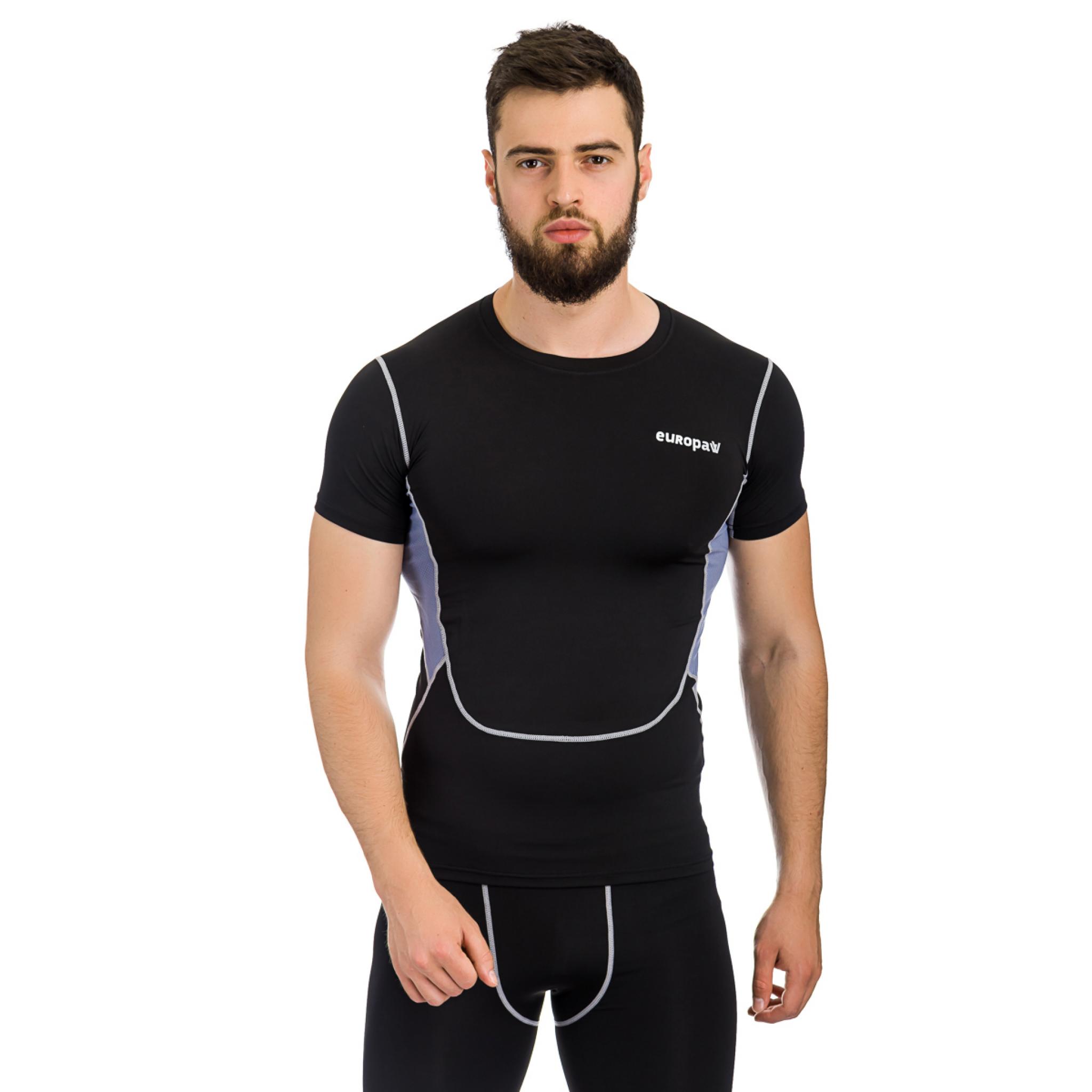 

Футболка компрессионная SS Europaw PRO черно-серая [XL]