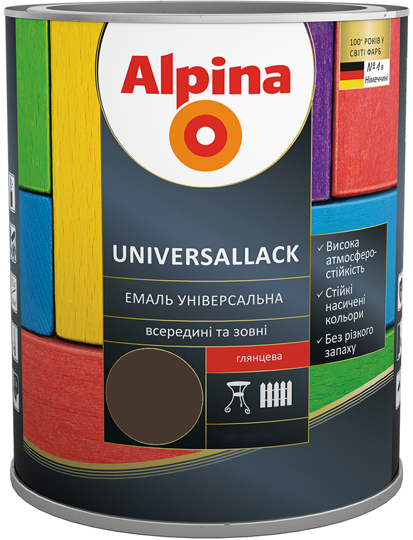 

Эмаль Alpina Universallack Глянцевая 0.75 л Шоколадная (948103750)