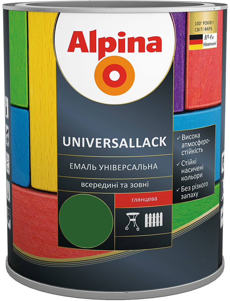 

Эмаль Alpina Universallack Глянцевая 2.5 л Зеленая (948103727)