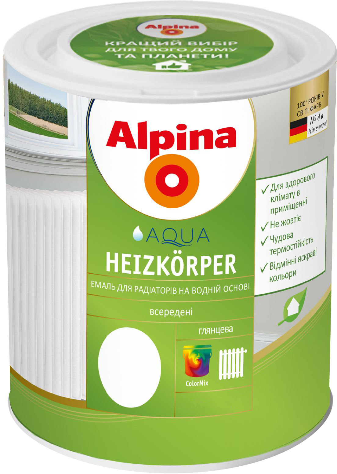 

Эмаль Alpina Aqua Heizkörper Глянцевая 2.5 л Белая (910903)