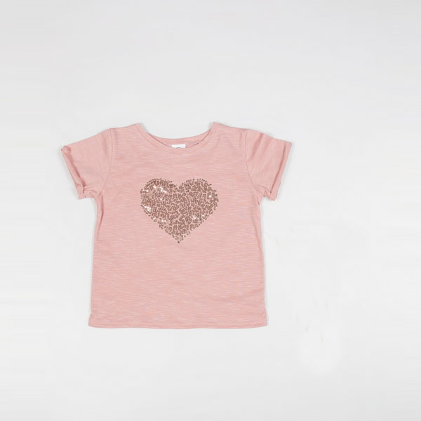 

Футболка Little Bunny с пайетками в форме сердца 134см Пудровая