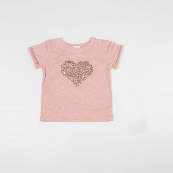 

Футболка Little Bunny с пайетками в форме сердца  Пудровая, Футболка Little Bunny с пайетками в форме сердца S Пудровая