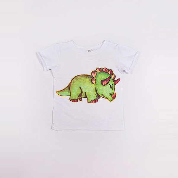 

Футболка Little Bunny с аппликацией динозавра Трицераптор-зеленый 134см Белая