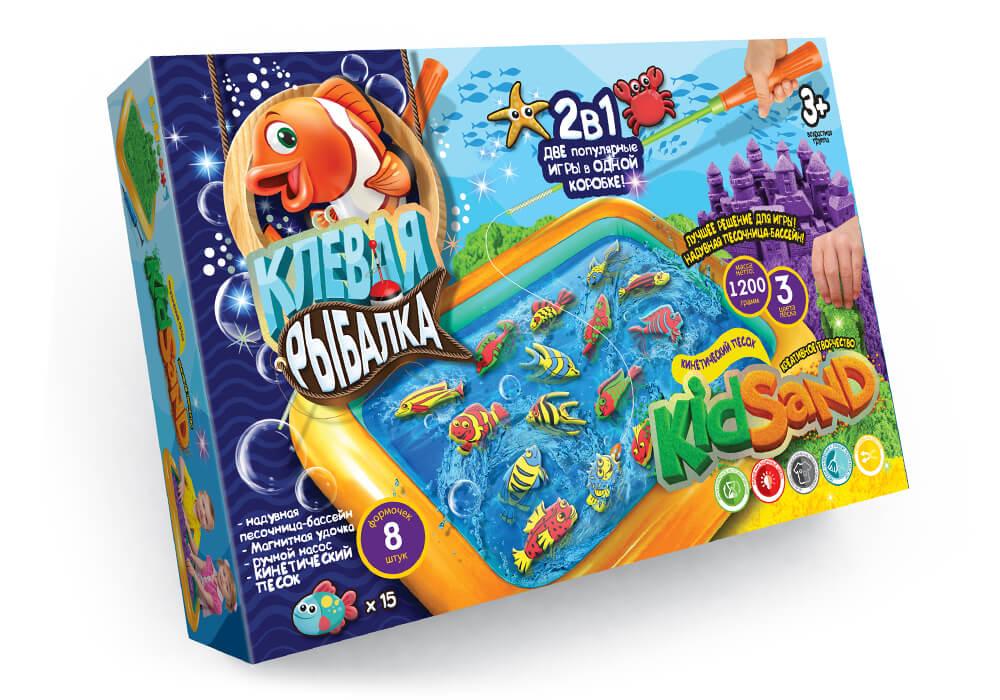 

Игра настольная 2 в 1 Клевая рыбалка и Кинетический песок Kidsand Danko Toys KRKS-01-01