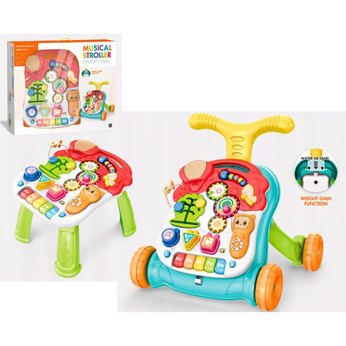 

Детский игровой центр 3 в 1 Musical Stroller каталка ходунки столик