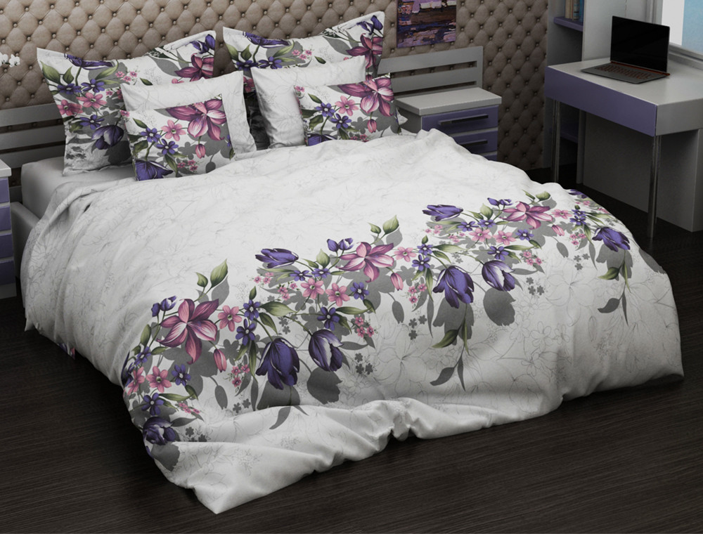 

Семейный набор хлопкового постельного белья из Бязи Gold №152088 Черешенка 2 х 150х220 см