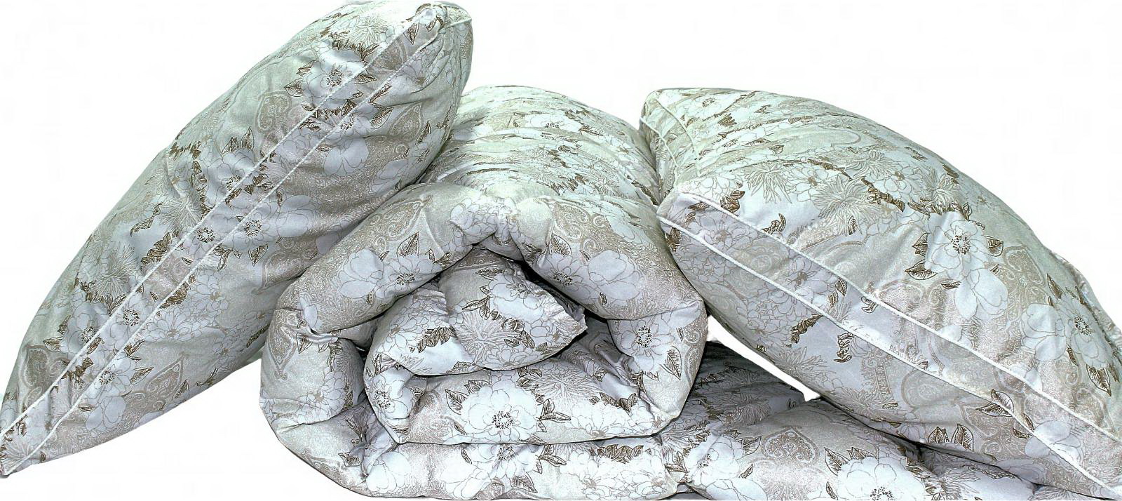 

Комплект ТМ TAG Одеяло 175*215 см лебяжий пух Цветы 2-спальный + 2 подушки 70х70 см