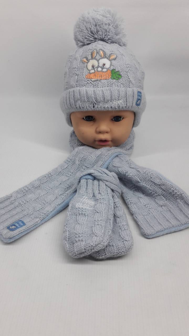 

Зимняя шапка+шарф+рукавицы Kraft 15-63 38-40 см(р) голубой