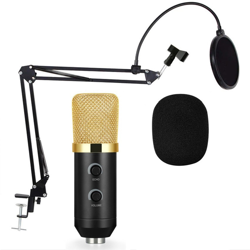 

Студийный микрофон Music D.J. M800U со стойкой и ветрозащитой Black/Gold