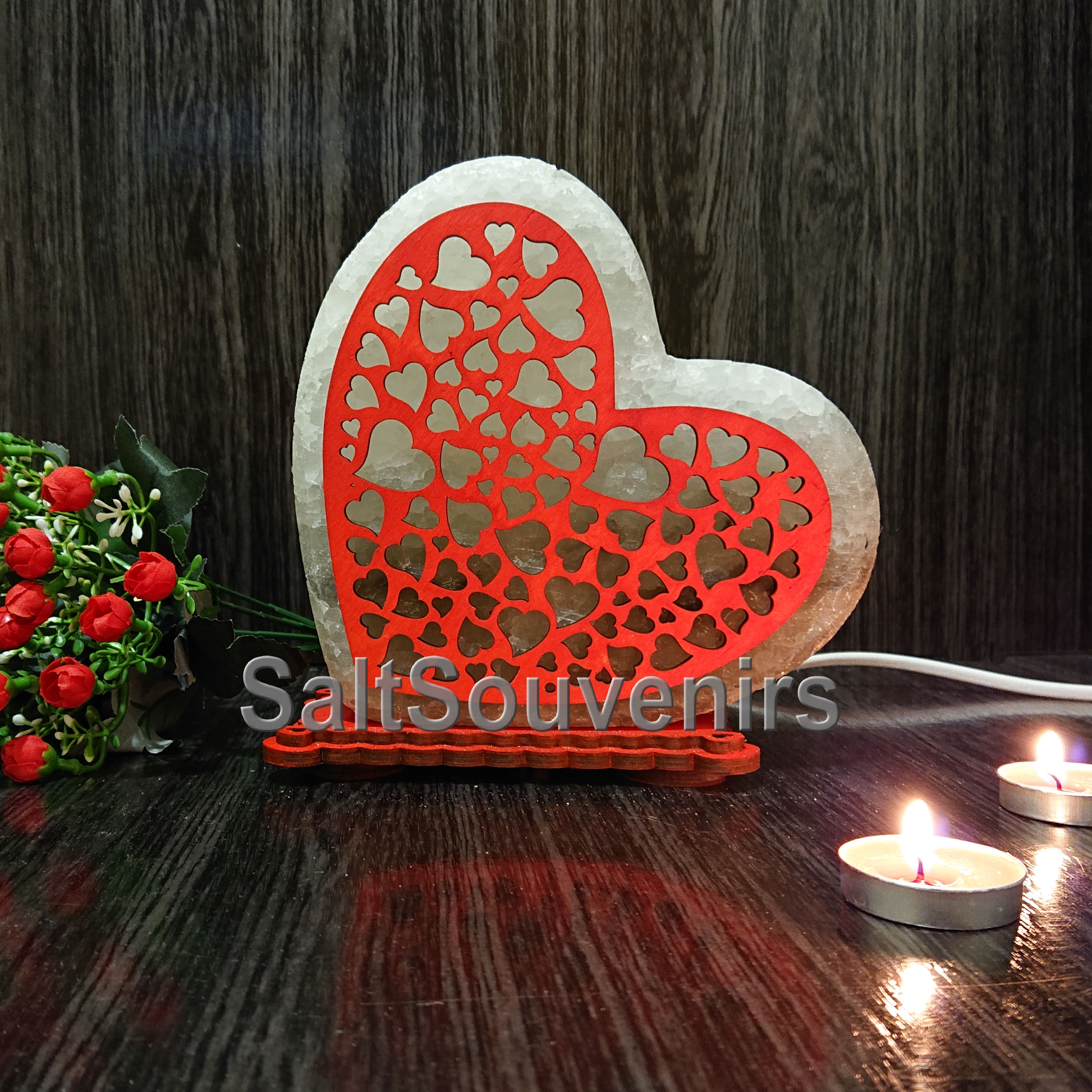 

Соляной светильник EcoDecorLamp Сердце цветное 1