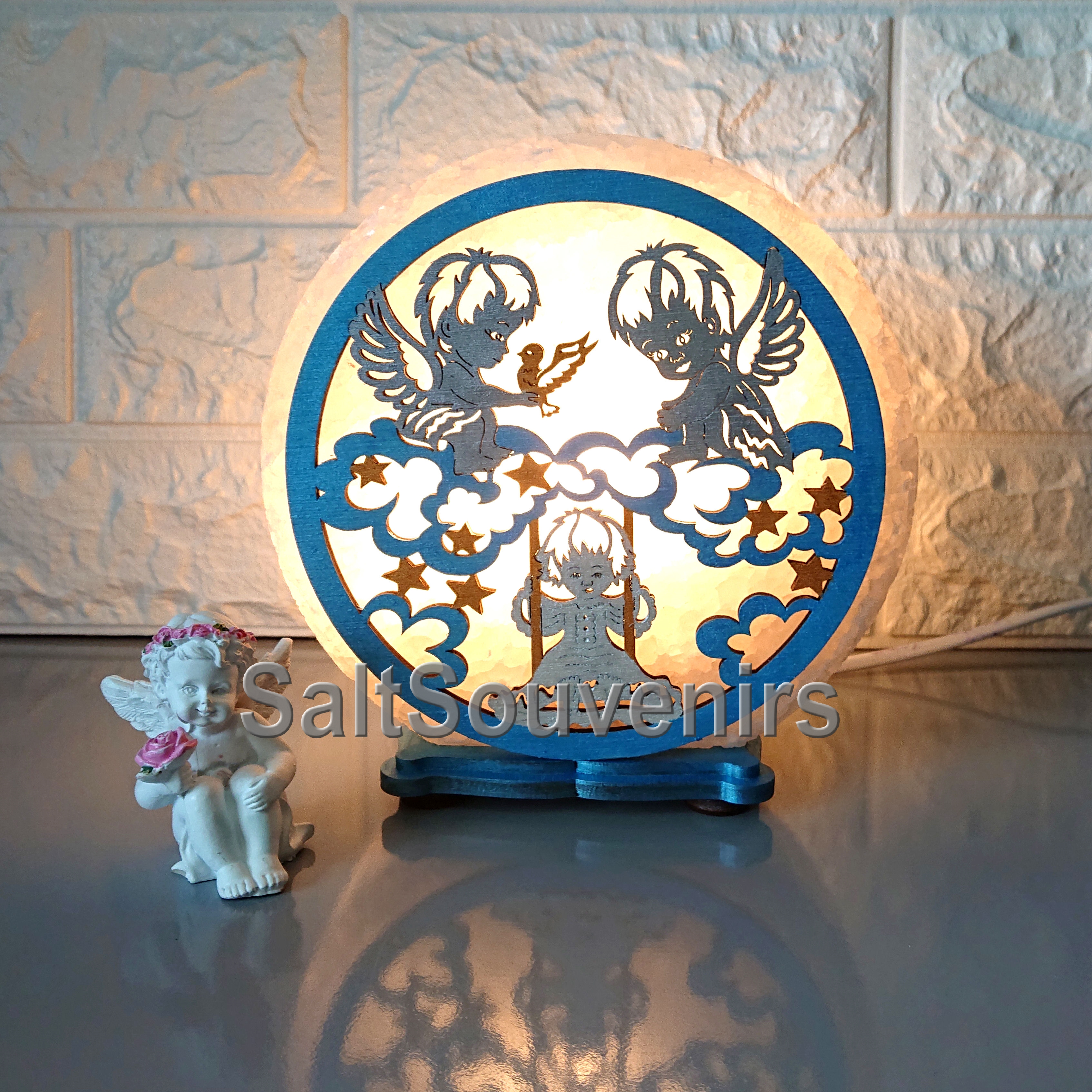 

Соляной светильник EcoDecorLamp Ангелочки цветная