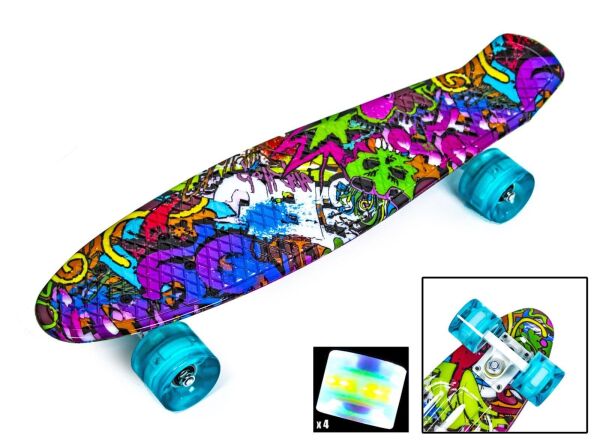 

Скейт Пенни Борд Penny Board Принт 22 LED колеса Граффити фиолетовый 54 см (ZPL225)