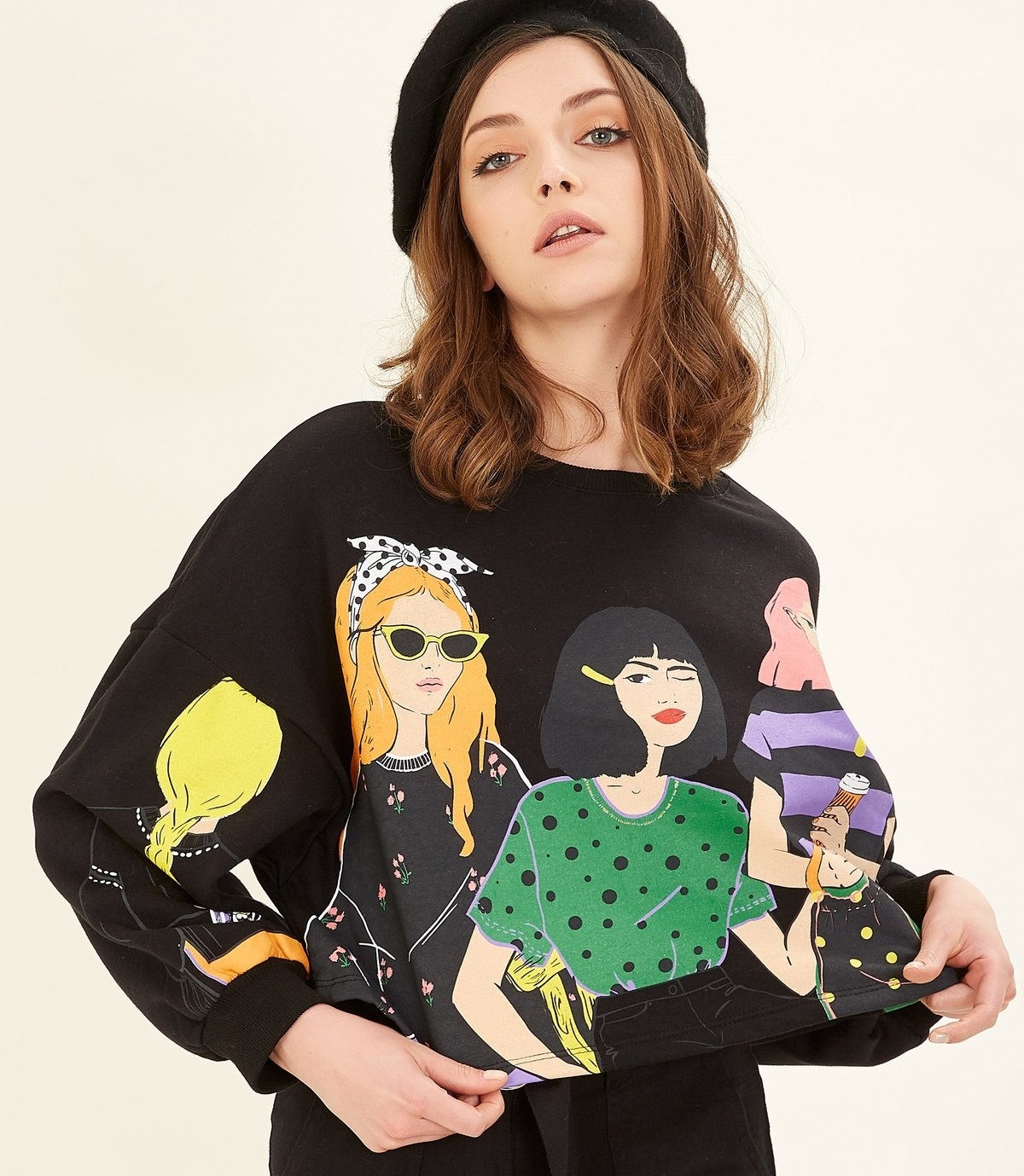 

Свитшот женский с объемными рукавами и принтом Friends Berni Fashion (L) Черный