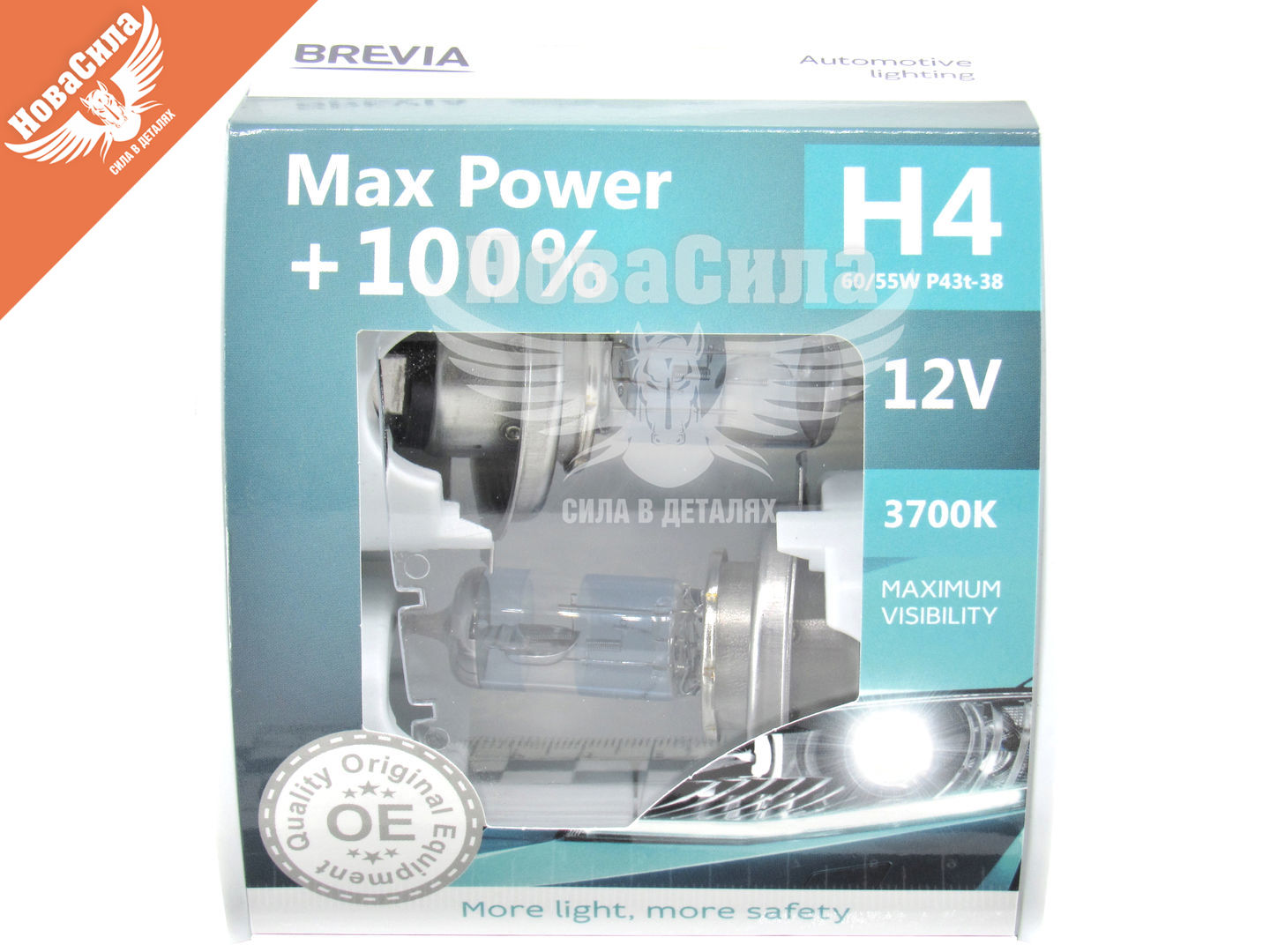 

Лампочка галогенная H4 P43t 12V-60 / 55Вт (Brevia) +100 (Max Power) (кт. 2шт.) 12040MPS