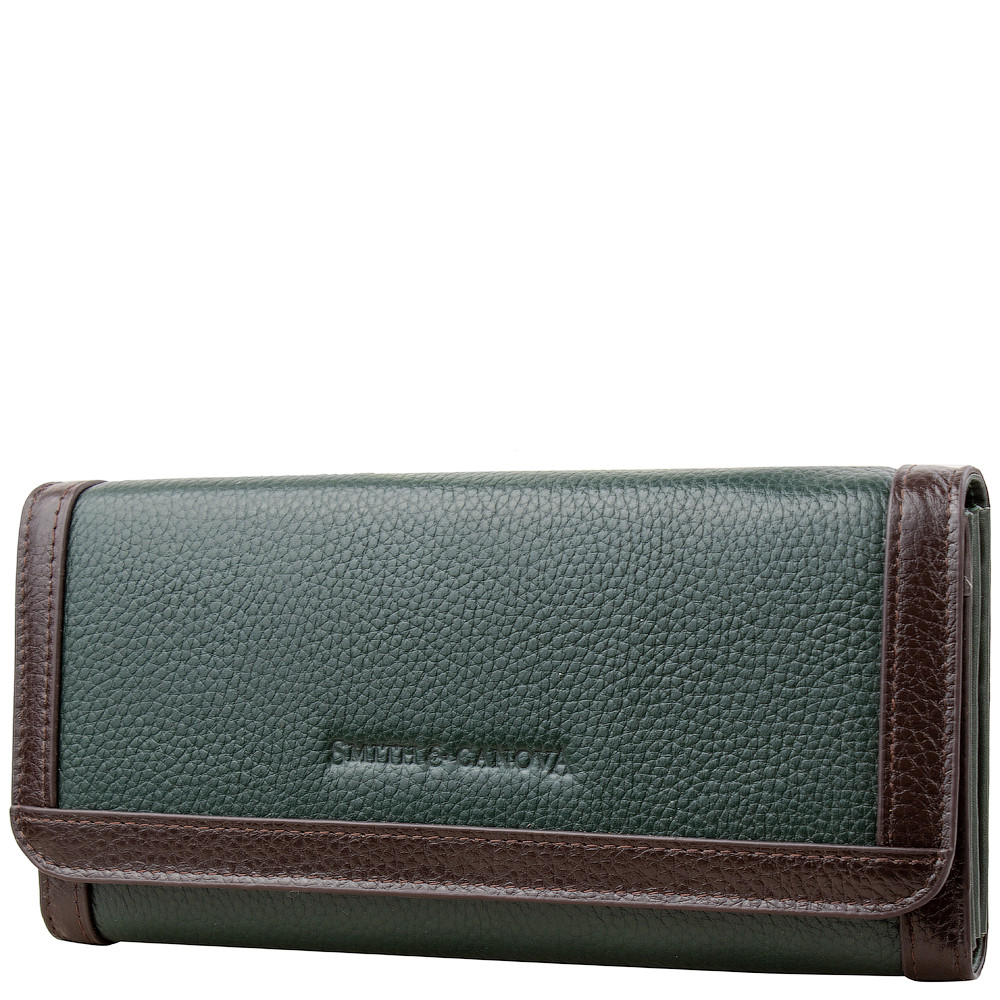 

Кожаный кошелек женский Smith&Canova 19х9х2 см Зеленый
