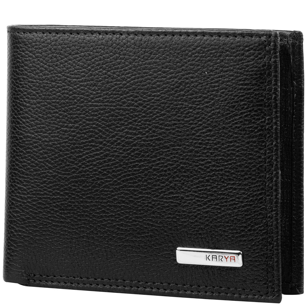 

Кожаное портмоне мужское KARYA 11х9,5х2 см Черный