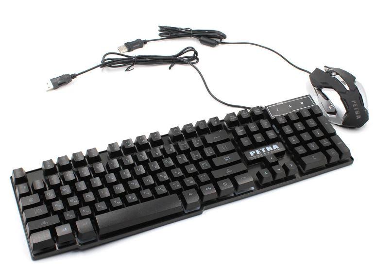 

Комплект проводная клавиатура игровая LED и мышь Petra MK1 6965 (gr_011534)