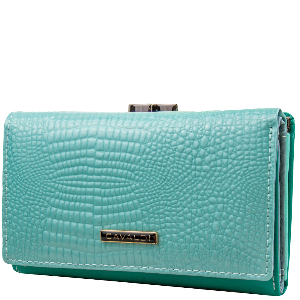 

Кожаный кошелек женский 4U Cavaldi 14,5х8,5х3 см Бирюзовый