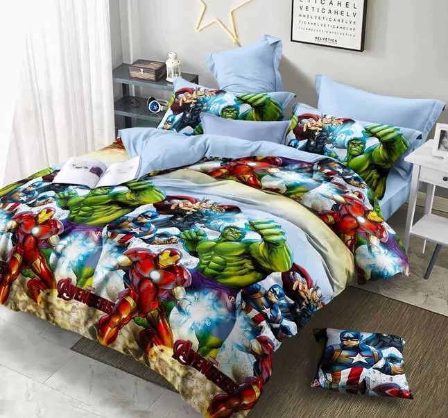 

Комплект постельного белья Герои Марвел Мстители CottonTwill 2-спальный 200х220 см Турецкий Ранфорс (ДР028-4)